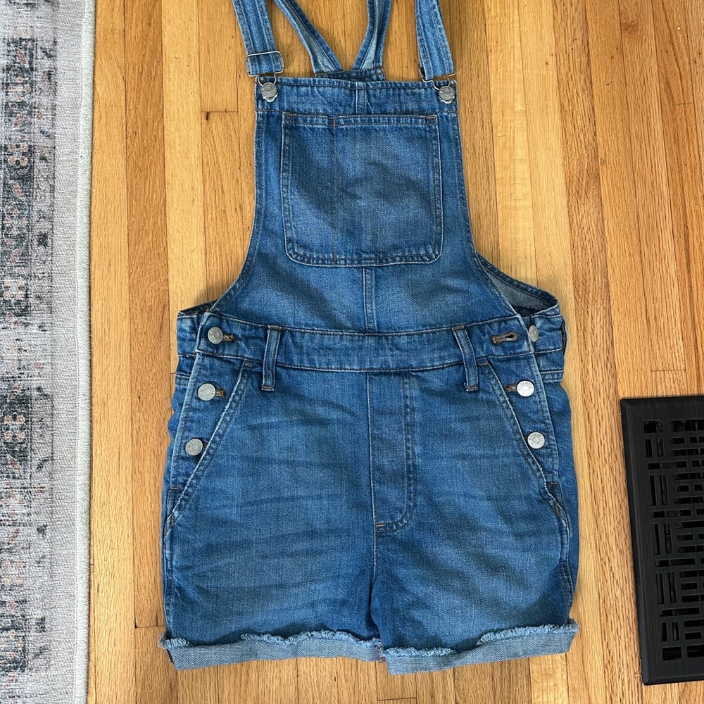 Madewell Blue Denim Short Overalls - Size S